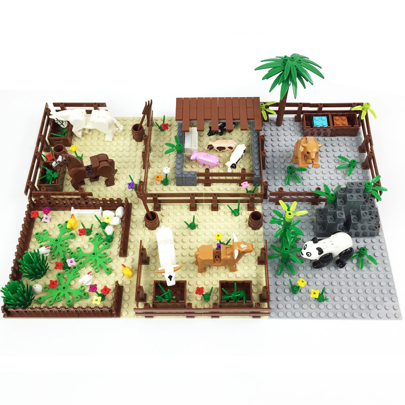 Lego Set Creator - Stad MOC Boerderij Scène Veehok Paardenstal