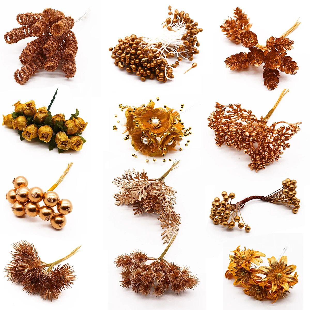 Christmas Wreath Fake - 6/10/12/20/24/200pcs Goud Gemengde Hybride Bloem Cherry